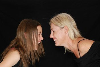 Two women laughing