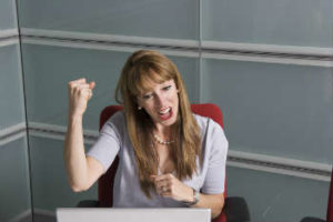 Excited office worker